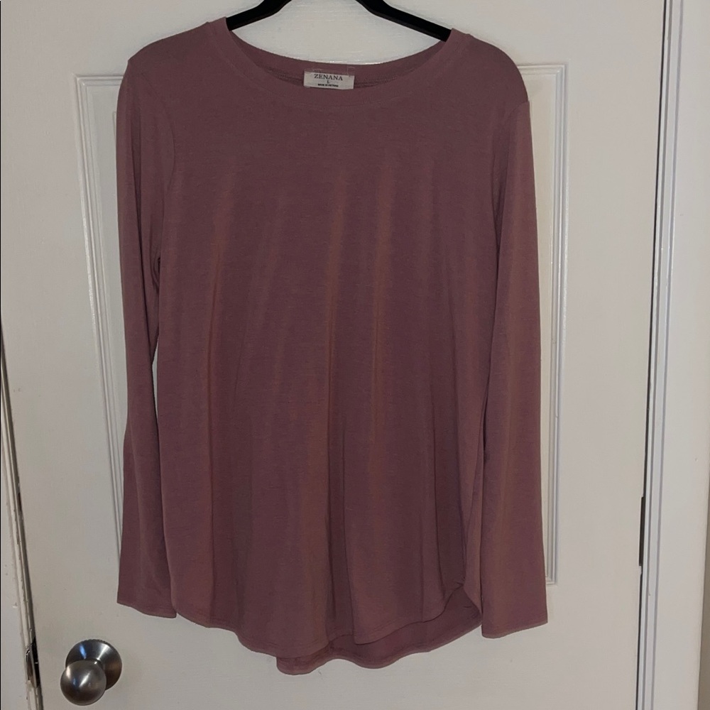 Zenana Outfitters Dusty Rose Long Sleeve Top